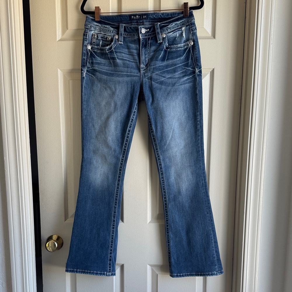 Miss Me Georgie Fleur Blue Boot Cut Jeans. New. - Picture 2 of 7